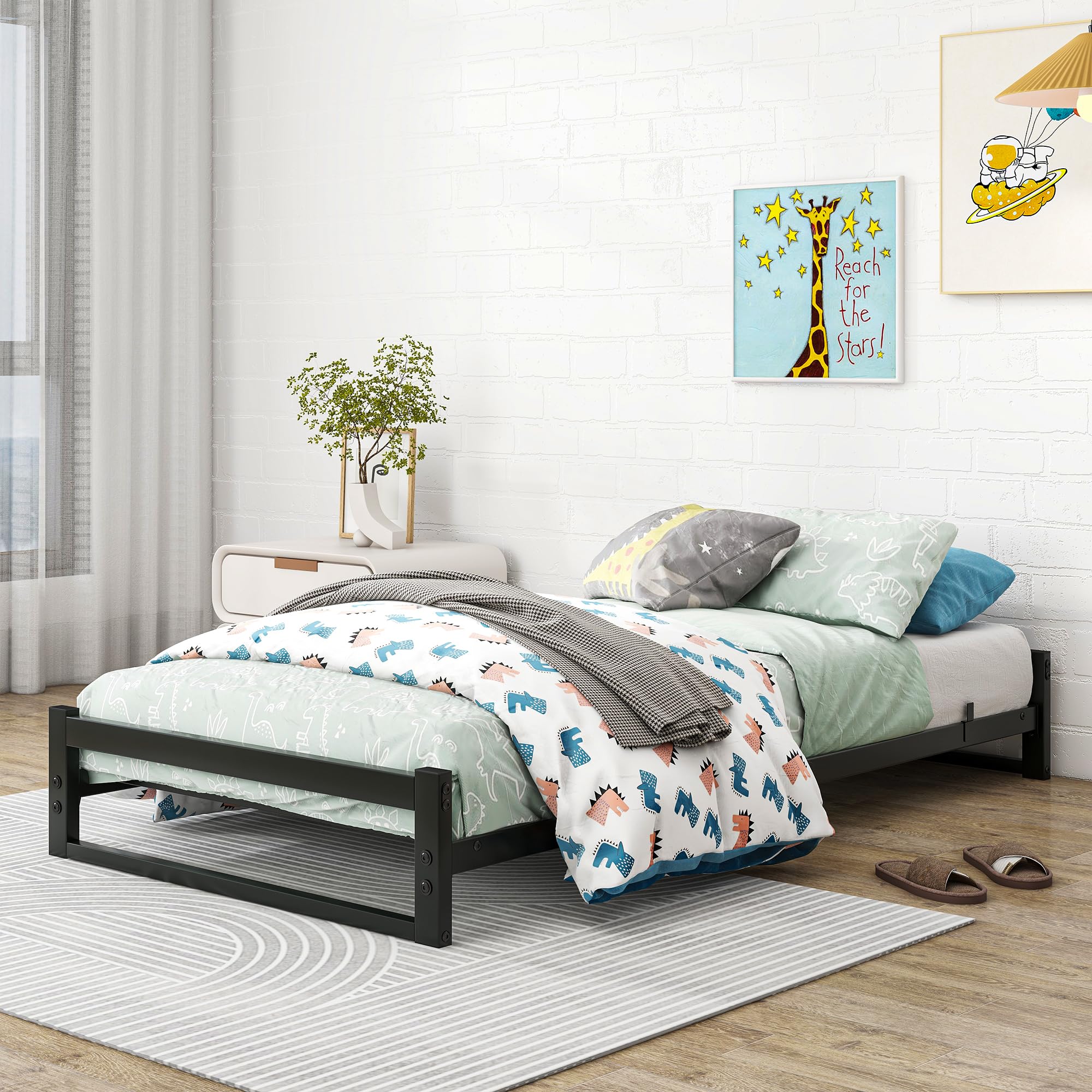 ZGEHCO Twin Bed Frames, 6 Inch Low Bed Frame Twin Size Metal